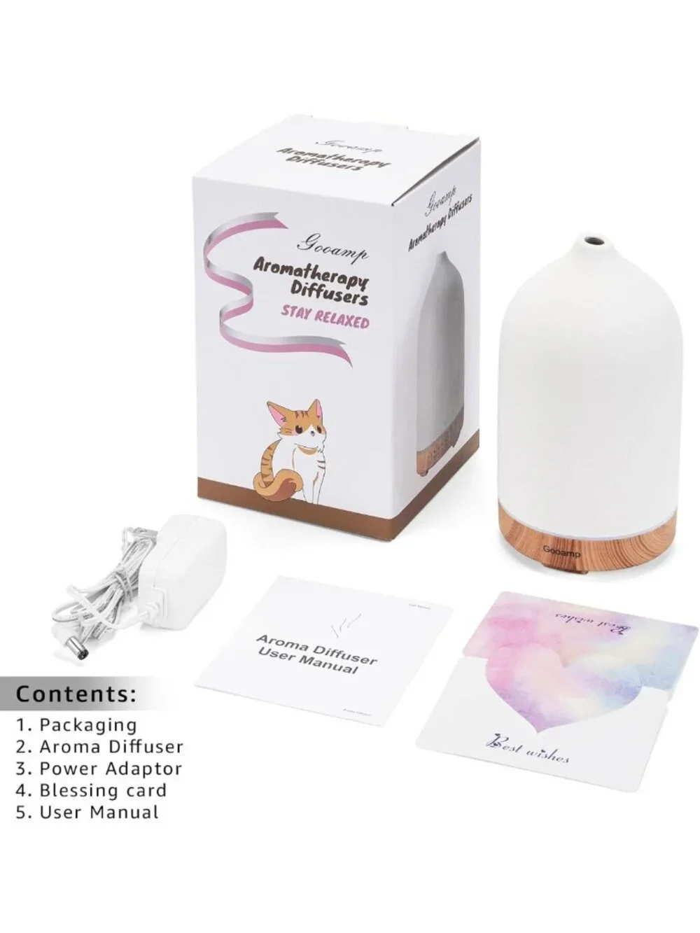 200ML Ultrasonic Essential Oil Diffuser & Humidifier with LED Lights, Auto